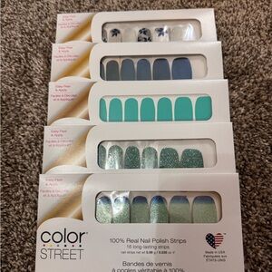 Color Street Blue and Silver Nail Polish Strips Lot of 5 packs